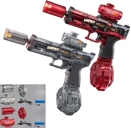 Elektrische Wasserpistole Mit Blitzeffekten, Wasserpistole Elektrisch, Sehr Stark Für Kinder Und Erwachsene, Electric Water Gun, Sommer Wasserspielzeug Für Pool, Strand, Garten (grau+ Rot)