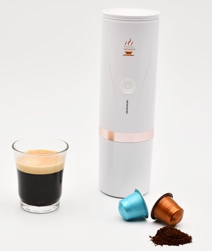 WoWnita Cafetera portátil Cafetera Superautomática café molido y de Cápsulas NS portátil autocalentadora Regalo Ideal para Amantes del Café Máquina de Café Eléctrica Cafetera Mini (Blanca)