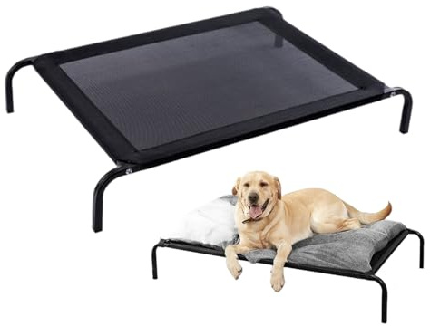 Hochbett für Hunde, erhöhtes Kühlbett, atmungsaktiv, mit Stahlrahmen, langlebig, tragbar, waschbar, für kleine und mittelgroße Hunde