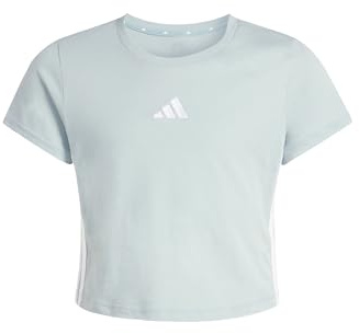 adidas Girl's Essentials Logo T-Shirt, Wonder Sage/White, 7-8 Years