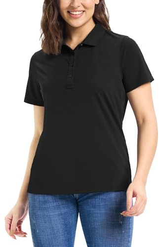 33,000ft Women's UPF50+ Quick-Dry Breathable Golf Polo Shirt Black