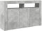 vidaXL sideboard - concrete grey engineered wood - chic modern storage cabinet with led lighting 116x30x75 cm for living/dining room