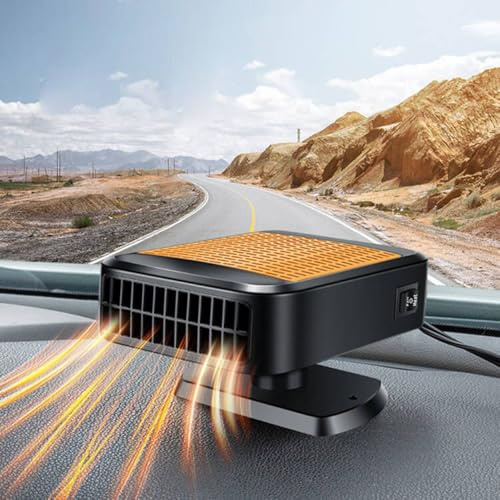 Chuankefanxing Chauffage pour Voiture, Chauffage Portable 12 V 200 W, Ventilateur 2 en 1 à Chauffage et Refroidissement Rapides avec Prise Allume-Cigare, dégivreur de Pare-Brise avec Rotation à 360