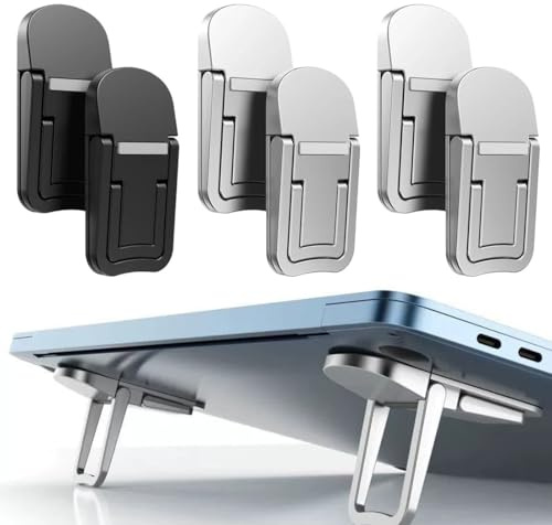 6 pièces Mini Support Ordinateur Portable, support clavier ordinateur Invisible, Ergonomique Pied Aluminium Compatible, Ergonomique en ABS de Tablette Pliable pour Clavier