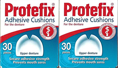 PROTEFIX Lot de 2 coussins adhésifs pour prothèse dentaire supérieure - 2 x 30 pièces - Produit légèrement endommagé