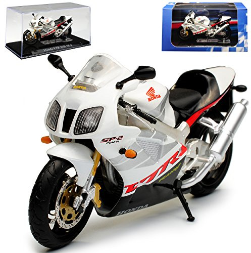 Atlas Hon-da VTR 1000 SP-2 Weiss mit Sockel und Vitrine 1/24 Modell Motorrad