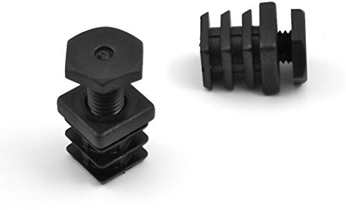 Ajile Embout Réglable Ajustable à Ailettes Entrant Patin Pied de Table Meuble Mobilier Tubulaire Carré en Plastique NOIR pour Tube 20x20 mm - 10 pièces - EMC120x10-FBA