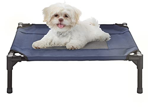 Petmaker Erhöhtes Hundebett - 24,5 x 18,5 Tragbares Bett für Haustiere mit rutschfesten Füßen - Indoor/Outdoor Hundebett oder Welpenbett für Haustiere bis zu 11,3 kg (blau)