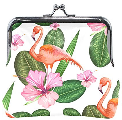 LIANCHENYI Mini porte-monnaie en forme de feuilles de palmier avec motif flamant rose pour femme et fille