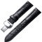 BINLUN Leder Uhrenarmband Lederarmband Ersatz Uhrenarmbänder für Herren Damen mit Silber/Gold/Roségold Schmetterling Faltschließe 12-24mm(24mm Schwarz-Silber Schnalle)