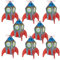 Amscan 3902278 - Blast Off Space Kids Birthday Party Spaceship Favour Boxes - 8 Pack