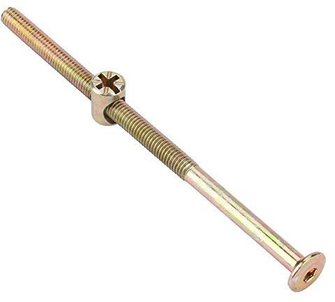 10 piezas de acero inoxidable Conector hexagonal de cabeza plana con tuerca cruzada Kit de surtido de sujetadores de tornillos para cunas de muebles Camas Cuna y sillas(6X110mm)