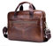 Bolso Bandolera,Popoti Bolso de Hombro Cuero Hombres Bolso Maletín Bolso de la Escuela Portátil Multifuncional Bolso de Viaje Mensajero (Marrón, 36X7X27CM)