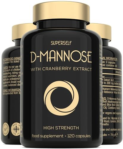 D-Mannose with Cranberry Capsules - 1000mg D Mannose & Cranberry High Strength - Natural Daily Balance Routine - Easy to Swallow 120 Tablets - UK Made & Vegan - Dmannose Supplement for Women & Men
