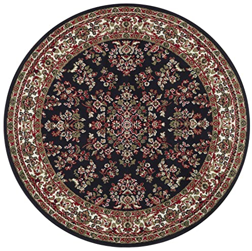 Hanse Home Design Kurzflor Wohnzimmerteppich Orient - Zabul Perser Look, Orientalischer Teppich für Esszimmer, Wohnzimmer, Schlafzimmer - Blau, 140 cm