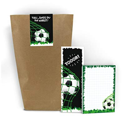 24 Blöcke + 24 Lesezeichen + 24 Geschenktüten + 24 Aufkleber Fussball Fußball Mitgebsel Gastgeschenk beim Geburtstag Kindergeburtstag Jungen