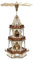 Holz Teelichtpyramide in Natur/braun mit 3 Etagen, für 3 Teelichte, L/B/H: 19 x 16,5 x 42 cm, Motiv: Eulenwald.