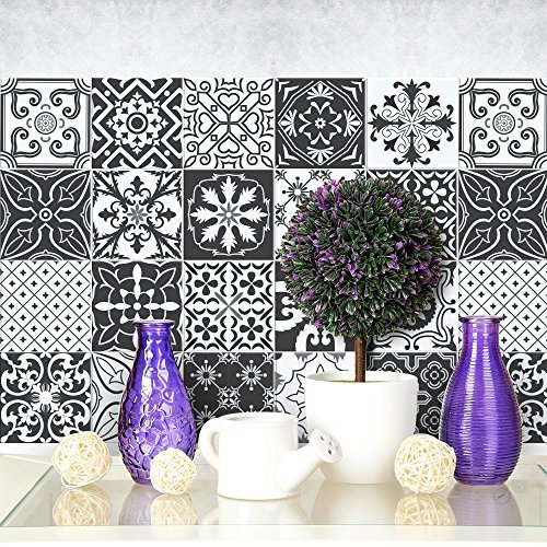 RE-COVERTILES - Adesivi per Piastrelle Bagno e Cucina 10 Pz 20x20 cm - PS00008 Decorazione murale in PVC Impermeabile mattonelle Mosaico Stile cementine Azulejos