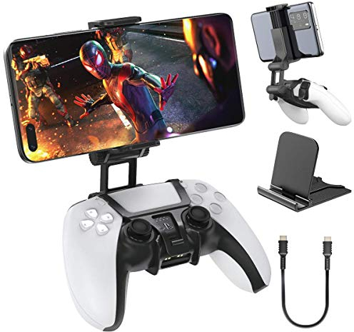 OIVO Soporte PS5 Mando para Móvil, PS5 Soporte Teléfono Ajustable, Clip Phone PS5 Mando, Clip Móvil para Playstation 5