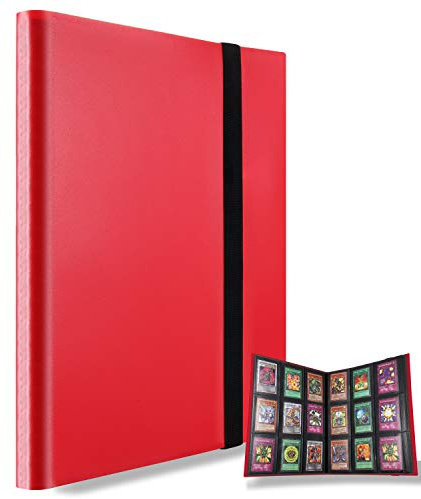 360 Pockets Trading Card Binder Album,compatible with Pokemon Card Holder | Side Loading PP Pockets,Standard Size Cards Protector,Acid-free, Non-PVC,Compatible with:YuGiOh!Sport Stars,WoW(Red)