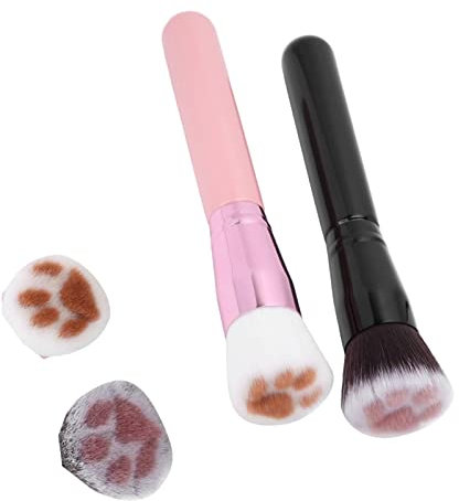 2 Stück süße Katzenpfoten-Puderpinsel, Kosmetikpinsel, Make-up-Pinsel, weiche Borsten, lose Puderpinsel, Rougepinsel, Konturpinsel, Grundierungspinsel, Nagelpuderpinsel für Frauen und Mädchen