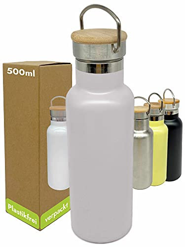 beneyu ® Nachhaltige Thermo Trinkflasche Edelstahl - Lebensmittelechte & Auslaufsichere Trinkflasche 500ml für Alltag, Yoga oder Dein Outdoor-Abenteuer - BPA-frei