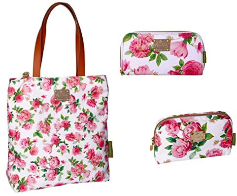 COPPENRATH DIE SPIEGELBURG Shopper-Set 3-TLG. 16225 16227 16226 Canvas-Shopper + Portmonee Kulturtäschchen, Rot