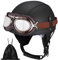 German Retro Motorcycle Leather Half Helmets Vintage Car Jet Helmet, Scooter Motocross Helmet, ECE Approval Adult with Protective Goggles for Men and Women mit Aufbewahrungstasche