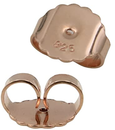 Ohrmutter Roségold, 925 Silber vergoldet, 10 mm XXL | gefertigt in Deutschland, nickelfrei, sicherer Halt für schwere Ohrringe & gedehnte Ohrlöcher, Butterfly-Rückstecker