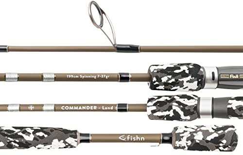 FISHN Angelrute - mit Fuji® Heavy Duty Real Seat - Angelrute – Spinning - Spinnrute –Steckrute – direkte Kraftübertragung beim Angeln auf Raubfische (Commander Land 1,99m - 7-27g)