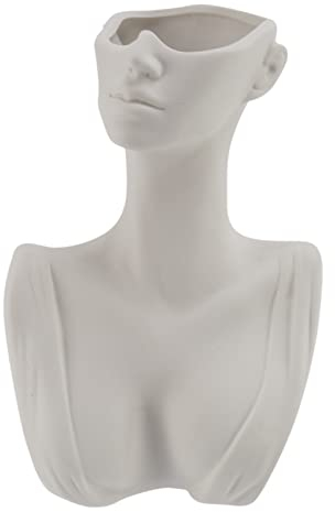 JYCCH Kreative menschliche Kopf Gesicht Blumen Porträt Vase Dekorative nordische Blumen Topf Ornament Keramik Statue Zuhause