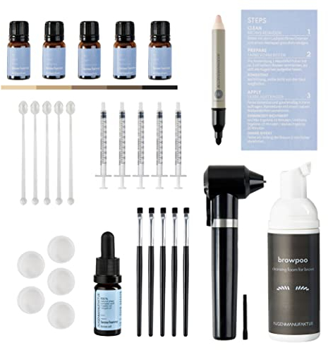 Augenmanufaktur Augenbrauenfarbe Set - Brow Henna Pro Kit mit natürlichen Inhaltsstoffen auf Wasserbasis inkl. 5 verschiedenen Farben