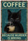 GLOBLELAND Cartel de placa de metal vintage de hierro con diseño de gato de café, carteles decorativos de pared de metal, 11.8 x 7.9 pulgadas para decoración del hogar, bar, cafetería, restaurante,
