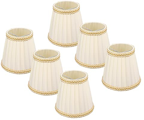 Leftwei 6 Stück Kleiner Lampenschirm, White Kleiner Lampenschirm für Tischlampen Ersatz, Clip On Drum Lampshade Cloth für Kronleuchter Kerzenbirnen Beleuchtungszubehör