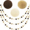 Jishi Pom Pom Girlande Boho Party Dekorationen, 3er Pack Braun Khaki Beige Filz Ball Girlande Niedlich Pastell Regenbogen Pompon Strings, Weihnachten Geburtstag Hochzeit Rustikale Boho Home Decor
