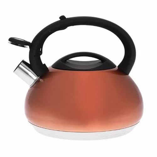 Luckyberg Moderne Wasserkessel Induktion Pfeifkessel aus Edelstahl, Teekessel für alle Kochplatten, Flötenkessel, Wasserkocher für Tee Kaffee, ca 3L, (Kupfer glanz)