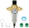 Wasserfilter Wiederverwendbare mit Manometer, Wasser Vorfilter Sedimentfilter, Wasserdruckminderer, Rückspülfilter, Ausspülbarer Feinfilter (1 Thread + 1/2 Adapter)