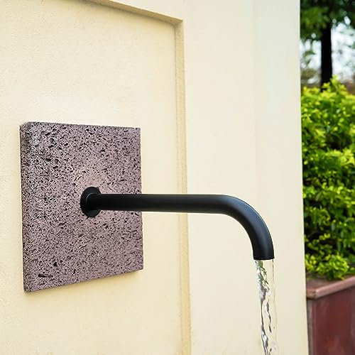 Exquisiter handgefertigter Wasserfall-Angelhaken aus massivem Messing für Landschaft, Wasserbrunnenauslauf Scupper Luxus-Dekoration für Pools, Teiche, Wasserwände (schwarz)