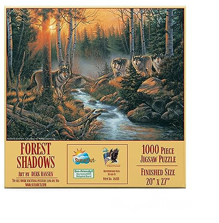 SUNSOUT INC – Schatten des Waldes – Puzzle 1000 Teile pro Künstler: Derk Hansen – fertige Größe 40,6 x 94,6 cm – MPN# 26218