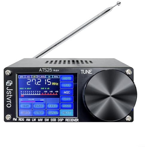 Si4732 ATS-25 Ricevitore radio a banda piena, Ricevitore radio portatile in lega di alluminio con touch screen a colori da 2,4 pollici ATS-25max AM FM Radio portatile