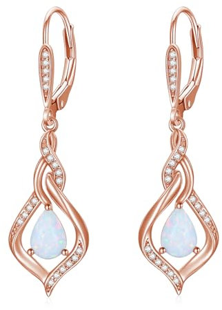 VONALA Opal-Ohrringe für Damen - Sterlingsilber Roségold baumelnde Ohrringe mit Opal-Hebel - Geschenk für Frauen, Teenager und Mädchen