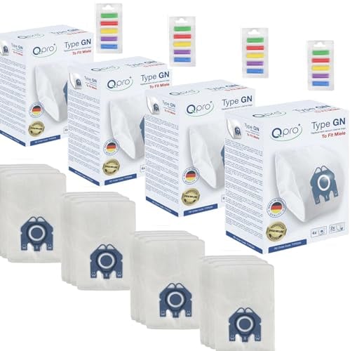 Qpro OEM quality made In Germany dust bags Compatiable With Miele hoover bags x16 Complete C2 Complete C3 Classic C1, S8, S5, S2 GN Type vacuum cleaners & Rainbow Vacuum Cleaner Air Fresheners x20