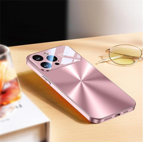 BanBE Custodia in silicone Aurora in metallo per iPhone 15 14 Plus 11 12 13 Pro Max 9H 4K Protezione per fotocamera in vetro per finestra grande,Rosa,Per iPhone 13 Pro