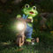 OKESYO Frosch Gartenfiguren mit Solarlampen für Außen, Wasserdicht Lustige Frosch Gartendeko mit Licht für Frauen Geburtstagsgeschenk Garten Balkon Deko, Auto EIN/Aus