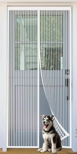 Mosquitera para puerta de balcón, montaje fácil con adhesivo sin necesidad de taladrar, la cortina magnética es ideal para la puerta del balcón (Blanco, 85 x 210 cm)