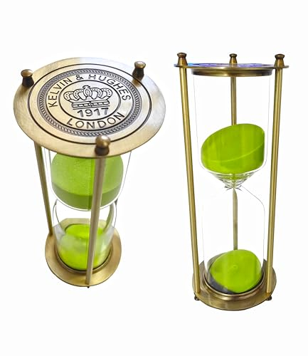 Horloge de Minuterie de Sable Sablier 60 Minutes Accueil Ornement Bureau Décoration pour Salon Table Basse Jeu Scolaire Hourglass Timer 60 Minutes Cadre en Bois Sablier Vert