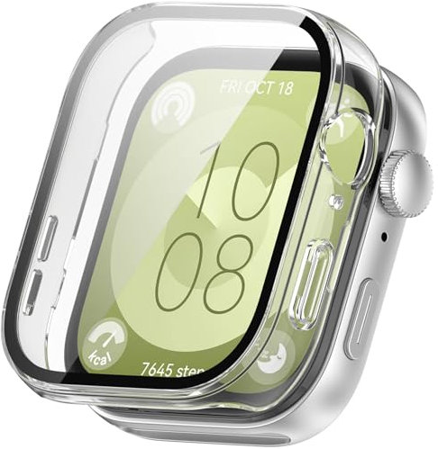 Funda Compatible con Huawei Watch fit 3 Case,Mate Protector de Pantalla Hard PC Funda Anti-Scratch Cover con Huawei Watch fit 3 Mujer Hombre,Blanco Transparente