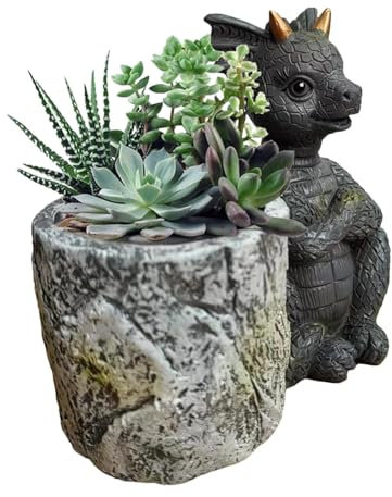 HunicandIU Pot de fleurs dinosaure, cache-pot dinosaure, pot de fleurs amusant pour l'intérieur, adorable pot à plantes succulentes pour la décoration intérieure, pot à plantes, pot à crayons en