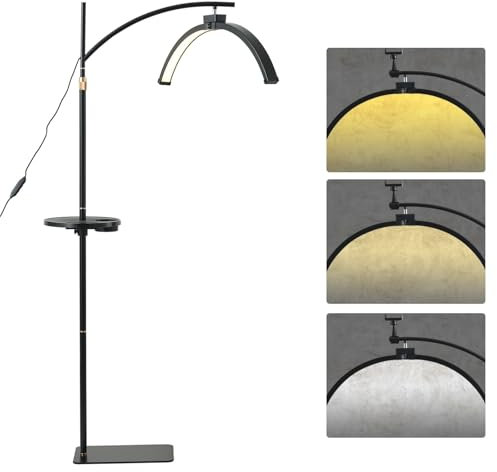 LED Stehleuchte, 45W Wimpern Lampe Kosmetik Lampe für Wimpern, Einstellbares Licht 3-6000K, Lamp mit Telefonständer, Kosmetiklampe Mondlampe für Lesen Tätowieren