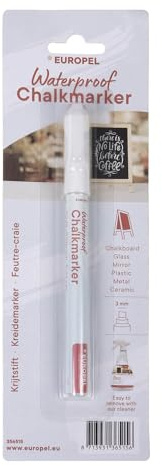 Europel Marqueur Craie Blanc 3 mm Résistant à l’Eau – Marqueur Craie Liquide pour Ardoises, Fenêtres et Panneaux – Écriture Précise pour Restaurants, Cafés, Commerces et Hôtellerie